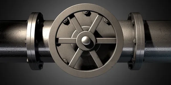 Industrial valve on metal pipe